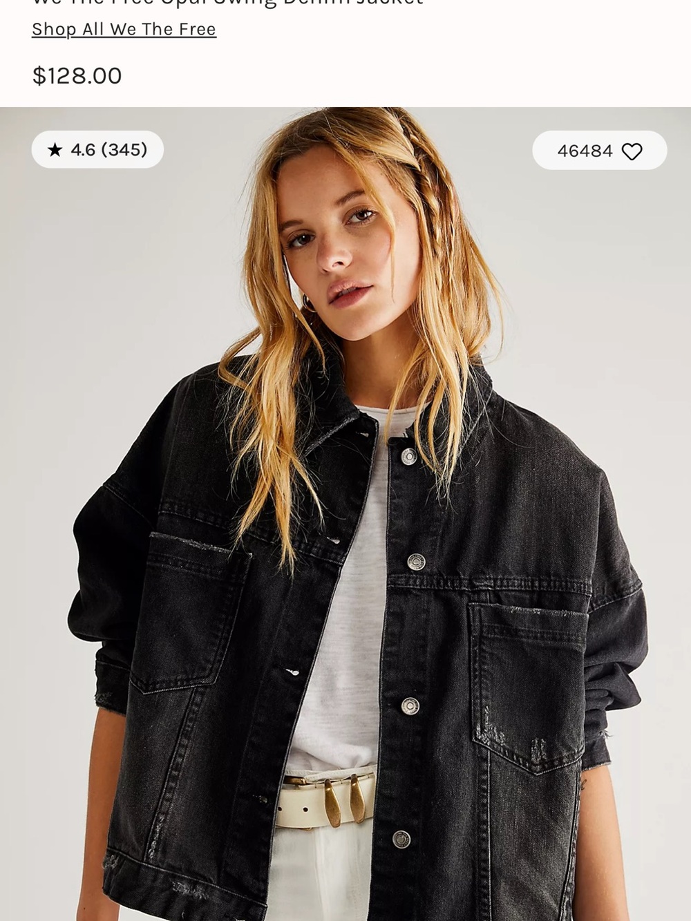 We The Free Black Oversized Jean Jacket